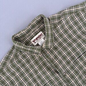 Wrangler Rugged Wear Shirt Mens 2X Green Plaid Button Down Western Casual